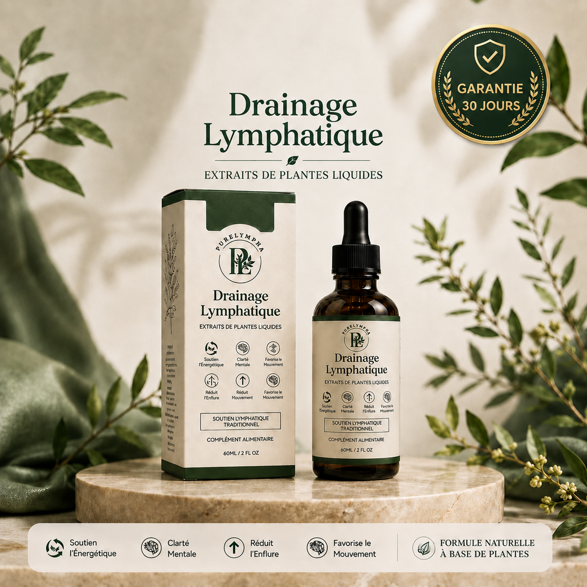 PureLympha® — Gouttes de drainage lymphatique