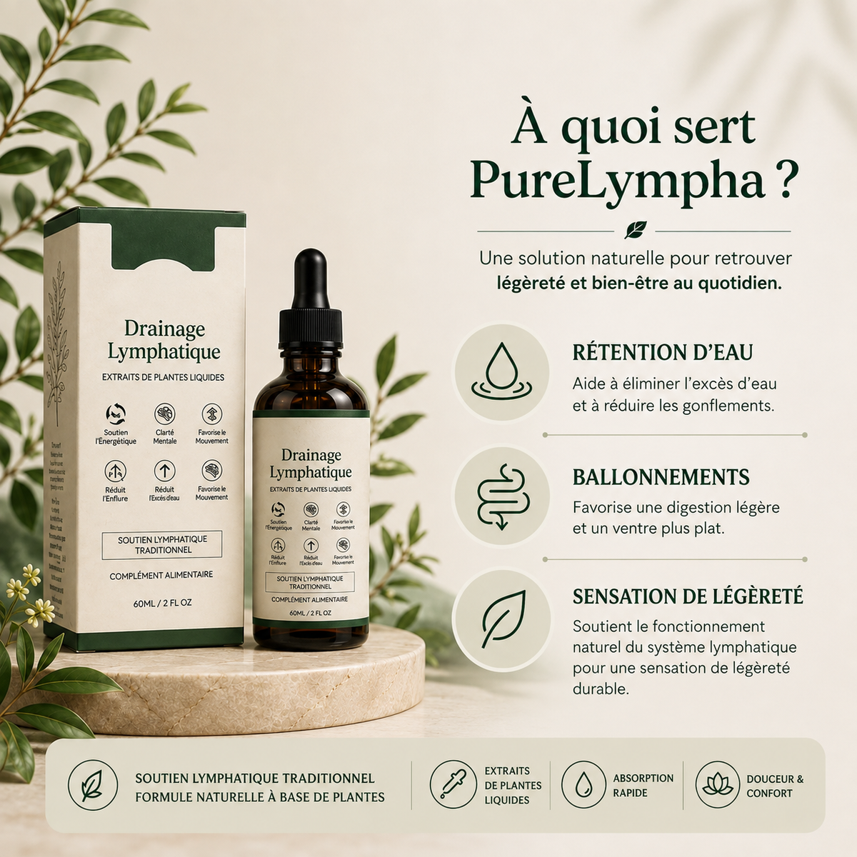 PureLympha® — Gouttes de drainage lymphatique