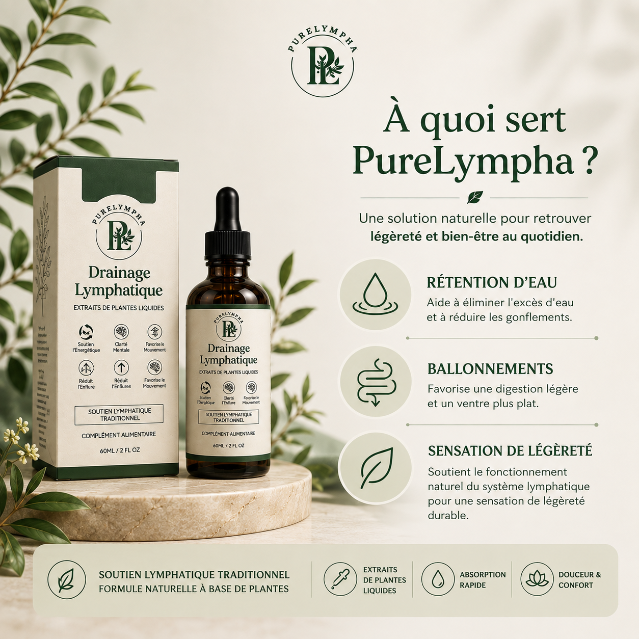 PureLympha® — Gouttes de drainage lymphatique